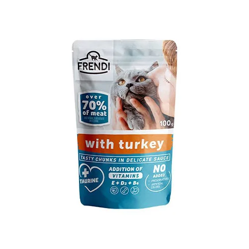 FRENDI CAT POUCH WİTH TURKEY YAŞ MAMA 100 GR*24