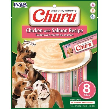 INABA CİAO CHURU SOMONLU VE TAVUKLU TAMAMLAYACI KÖPEK ÖDÜL MAMASI 8 X 20 GR*8