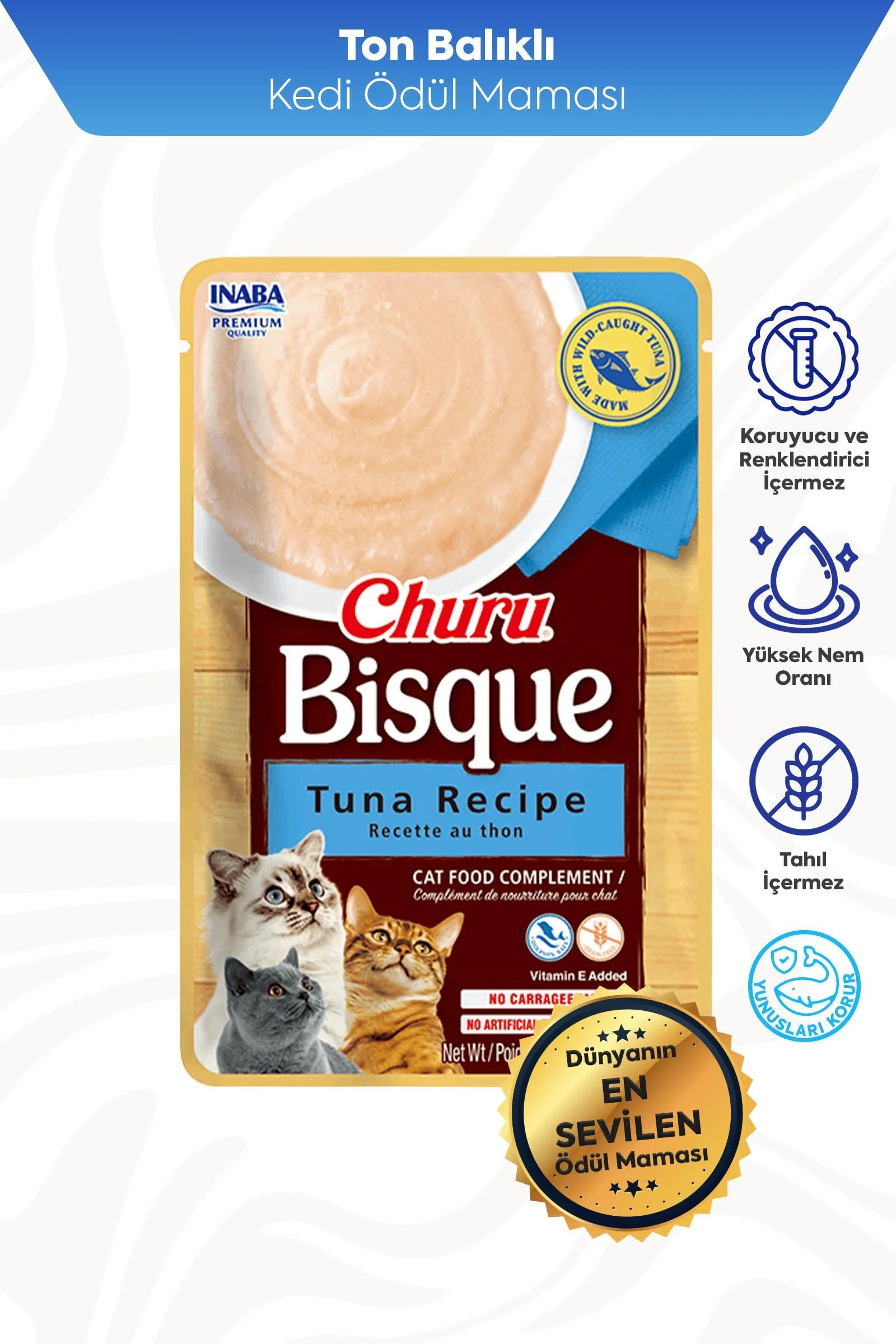 CİAO CHURU BİSQUE TON BALIKLI KEDİ ÖDÜL KREMASI 40 GR*12