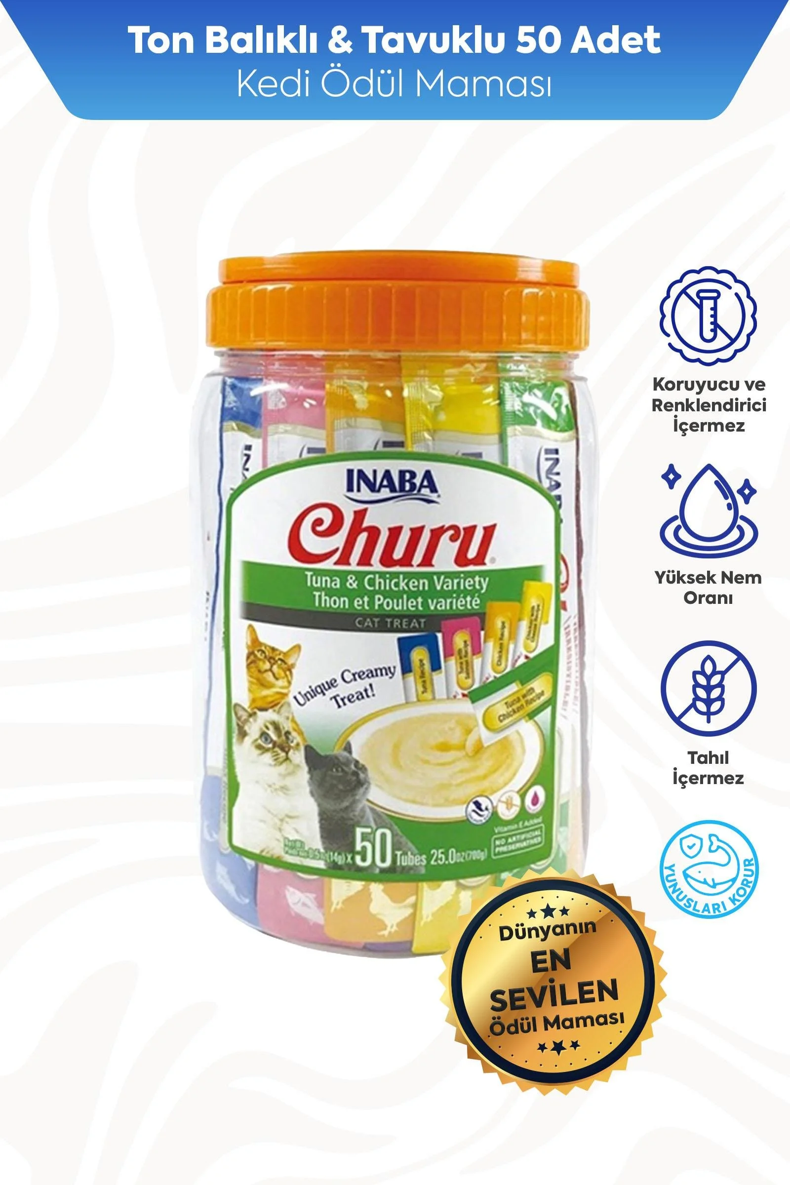 CİAO CHURU CREAM TUNA VE TAVUKLU KEDİ ÖDÜL KREMASI 50 X 14 GR