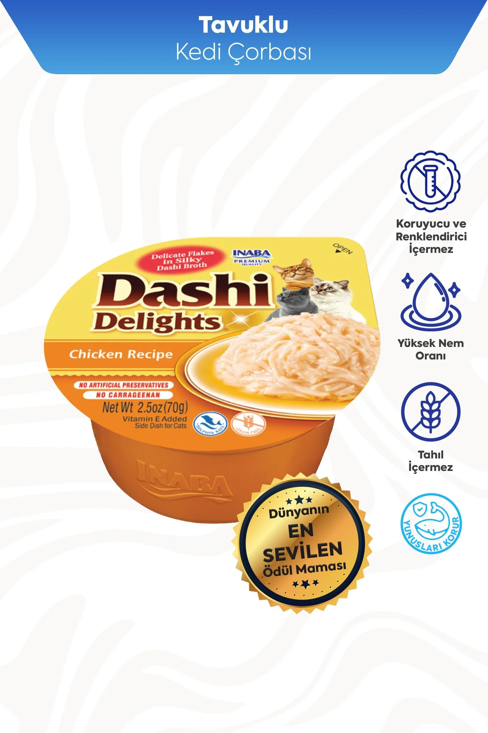 CİAO DASHİ CHURU DELİGHTS TAVUKLU KEDİ ÇORBASI 70 GR*6