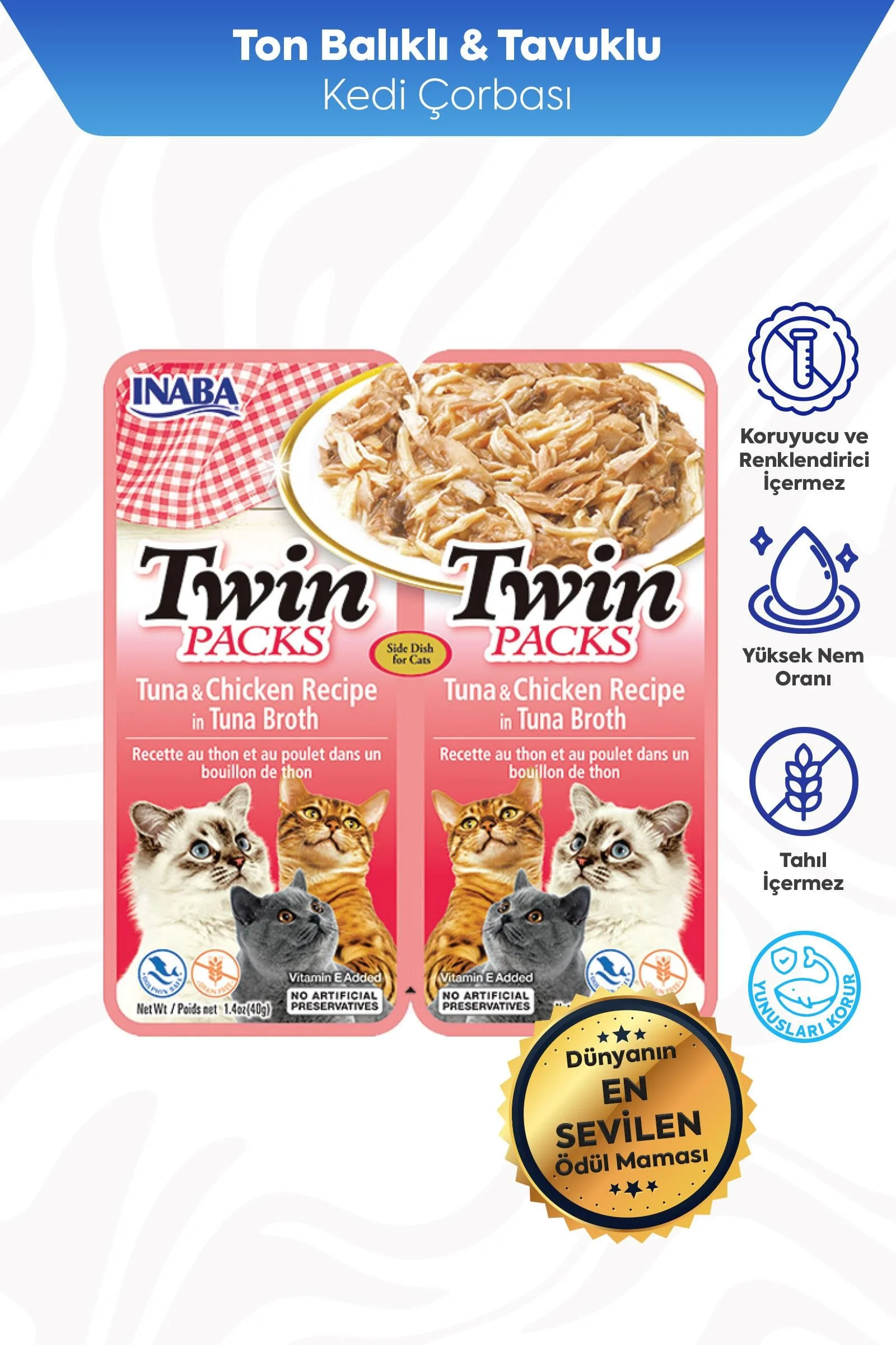 TWİN PACKS TON BALIKLI ve TAVUKLU KEDİ ÇORBASI 2 X 40 GR*12