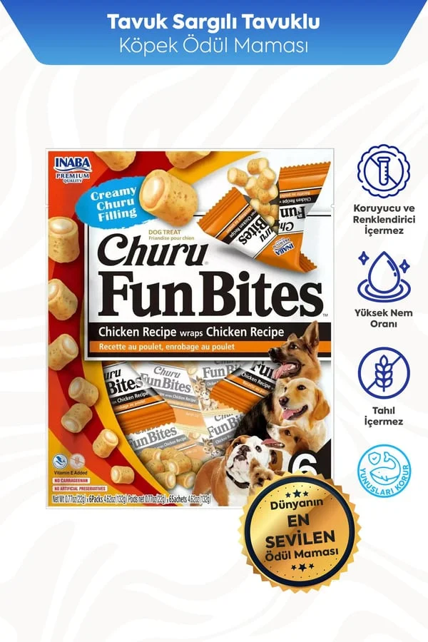 CHURU FUN BİTES STİCKS TAVUK SARGILI KÖPEK ÖDÜL MAMASI 12GR