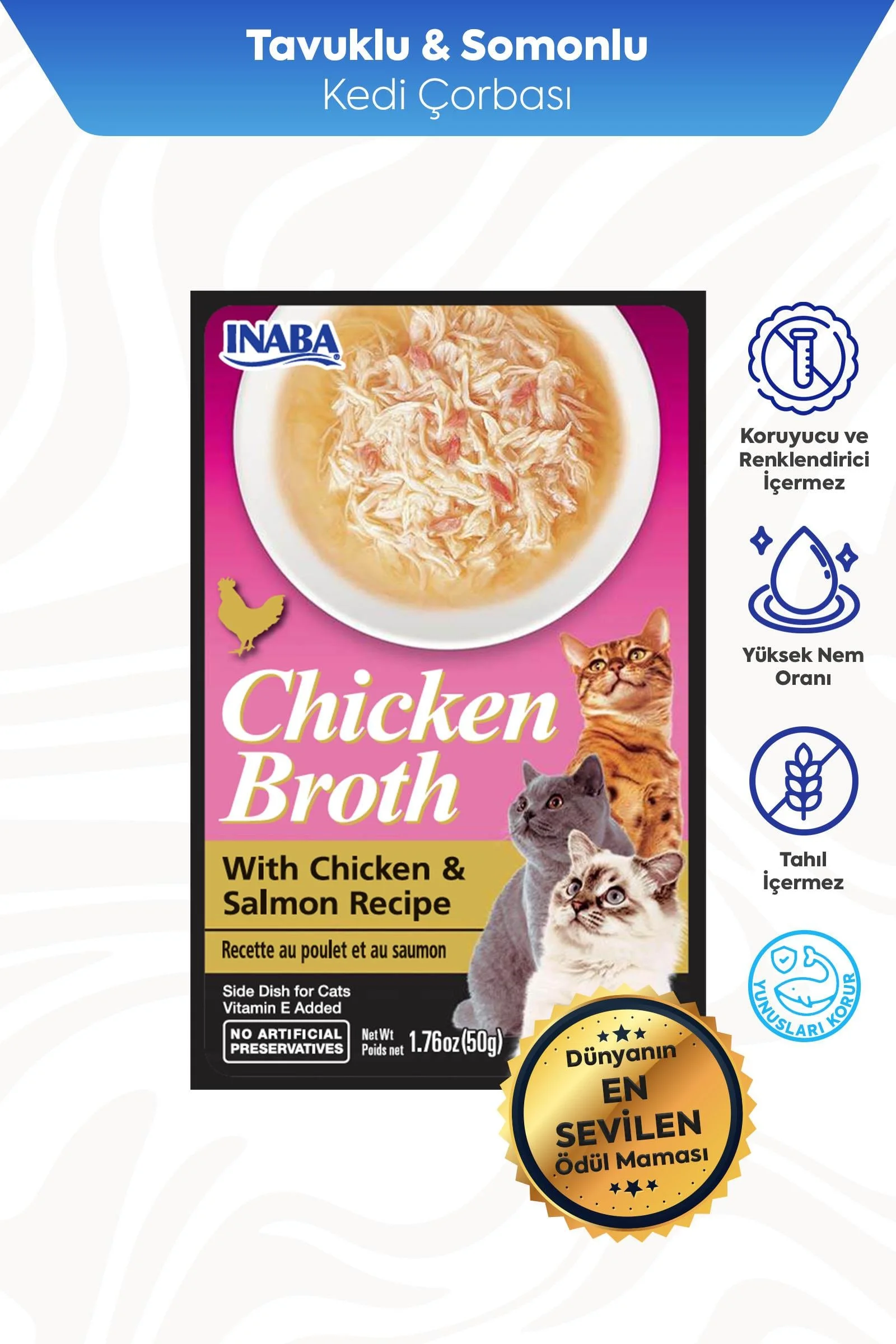 CİAO CHİCKEN CHURU BROTH TAVUK SULU VE SOMONLU KEDİ ÇORBASI 50 GR*6