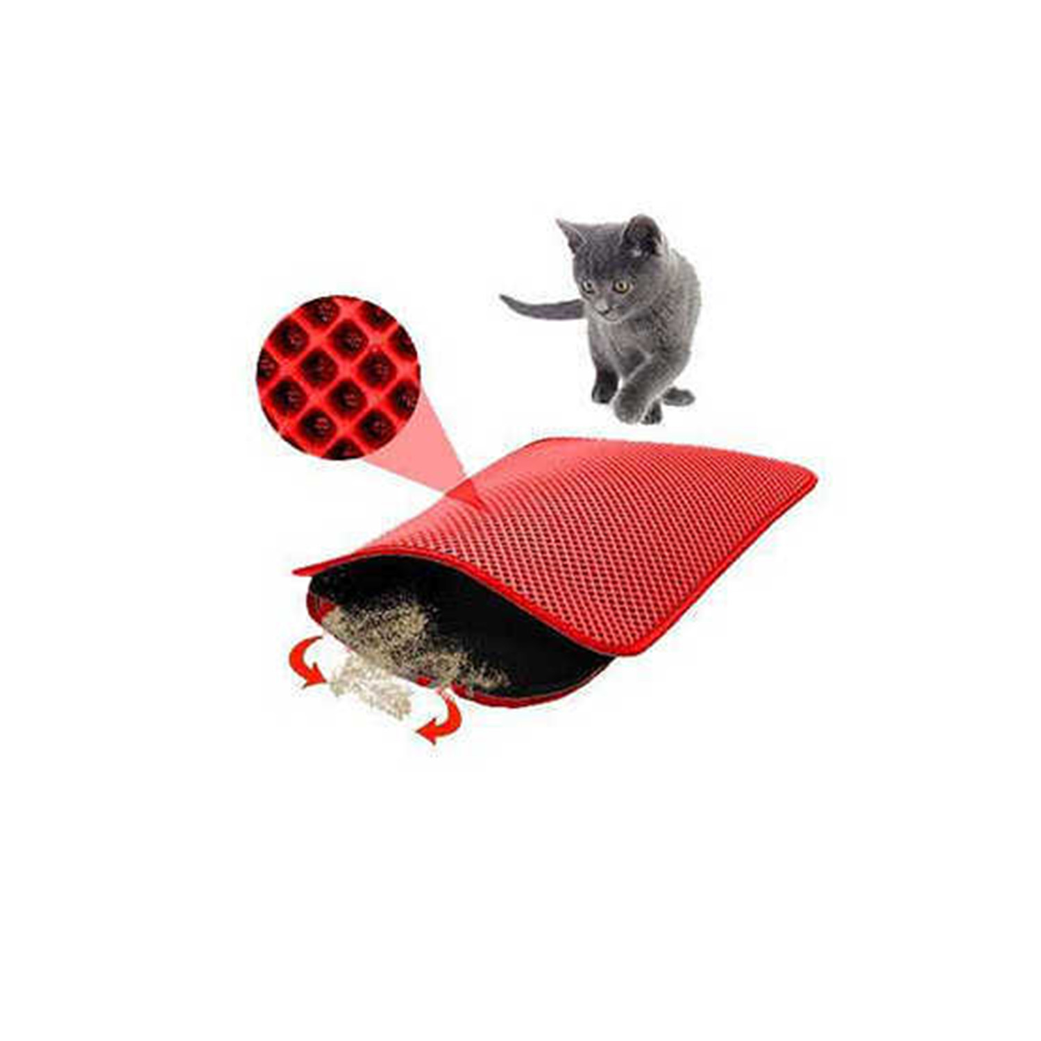 ELEKLİ KEDİ TUVALETİ PASPASI KIRMIZI