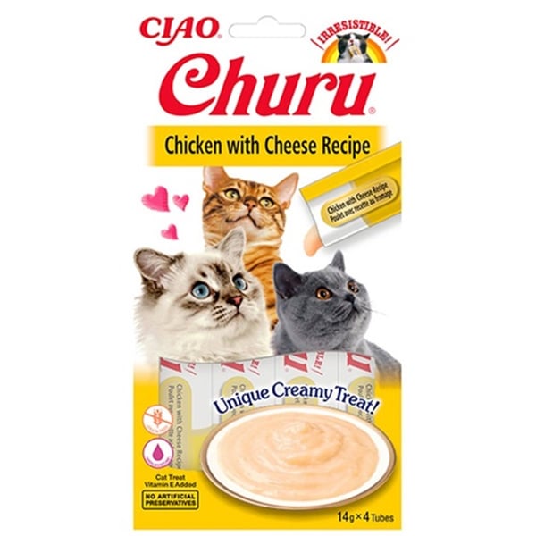 CİAO CHURU CREAM TAVUKLU VE PEYNİRLİ KEDİ ÖDÜL KREMASI 4 X 14 GR*12