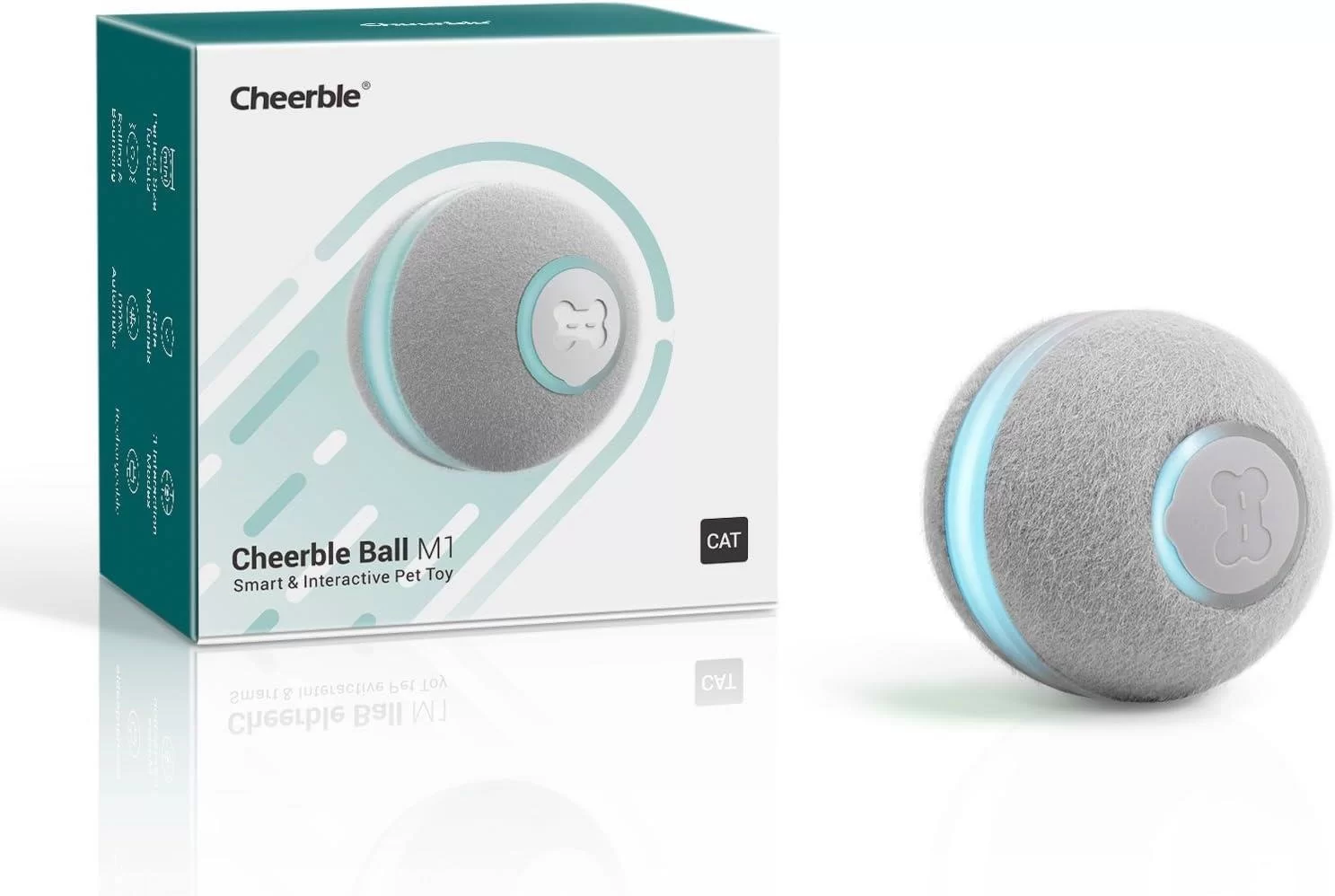 CHEERBLE ŞARJLI AKILLI İNERAKTİF KEDİ OYUN TOPU, GRİ  4 CM