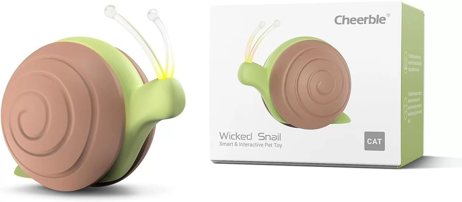 CHEERBLE ŞARJLI AKILLI İNERAKTİF KEDİ SALYANGOZ OYUNCAĞI, KAHVERENGİ  7 X 5 X 5.8 CM    