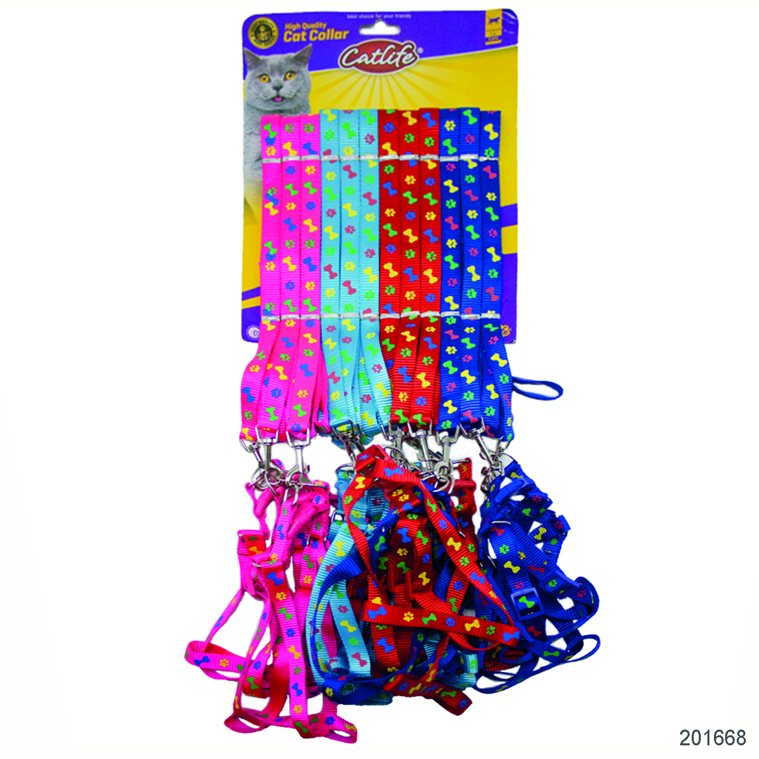 CATLİFE DESENLİ GÖĞÜS TASMASI+GEZDİRME 1,5CM 12Lİ SET