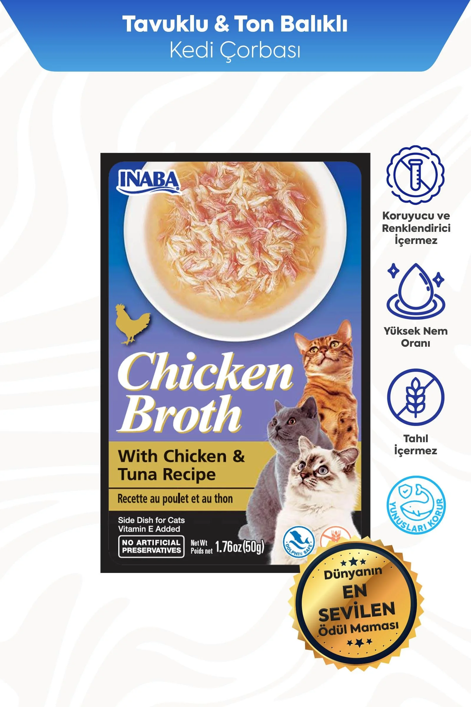 CİAO CHİCKEN CHURU BROTH TAVUK SULU VE TON BALIKLI KEDİ ÇORBASI 50 GR*6